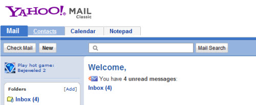 welcome yahoo mail classical view